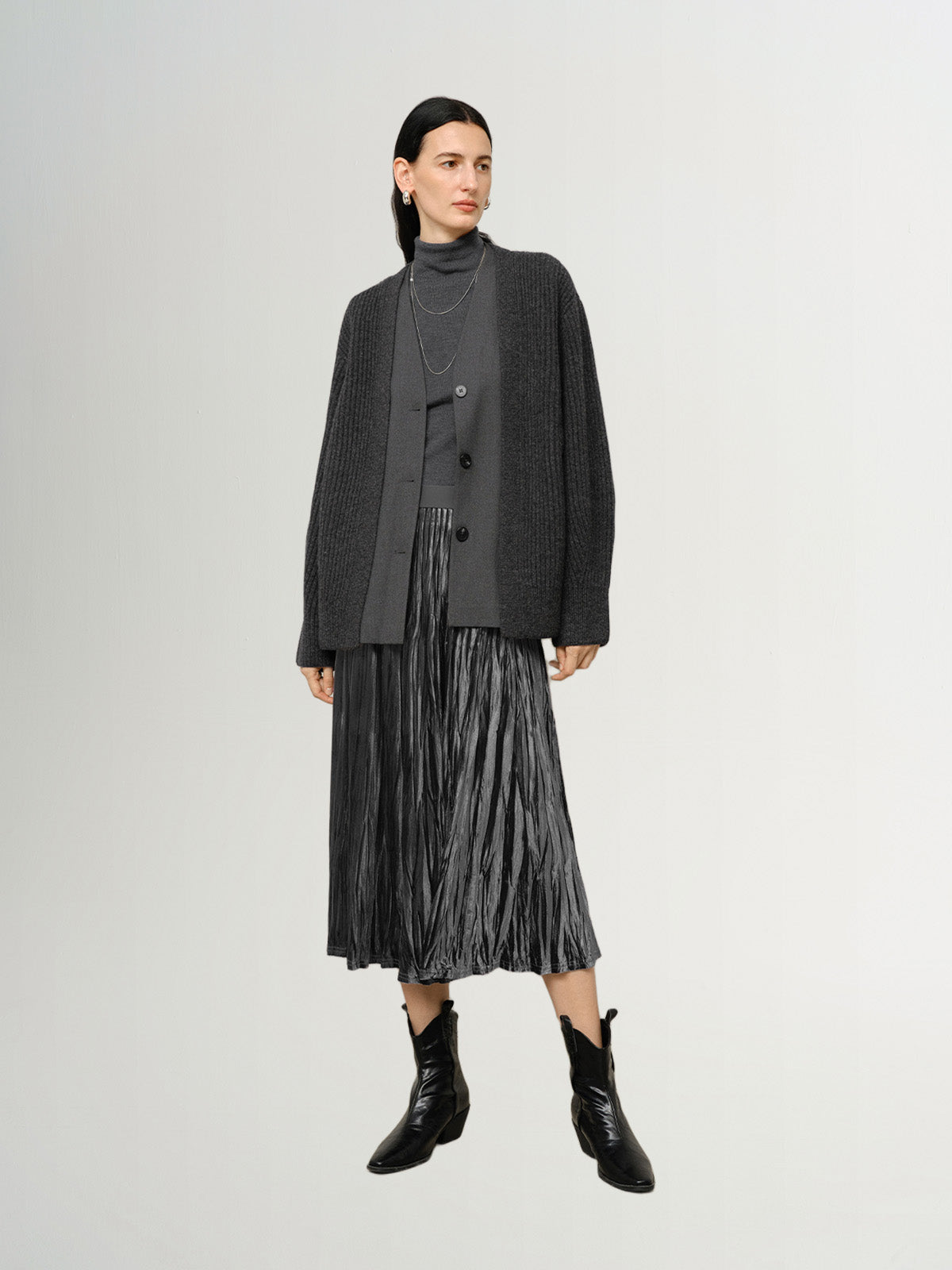 Faux Two-Piece Wool Cardigan