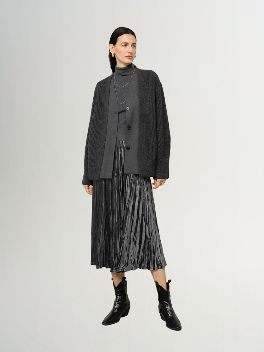 Faux Two-Piece Wool Cardigan