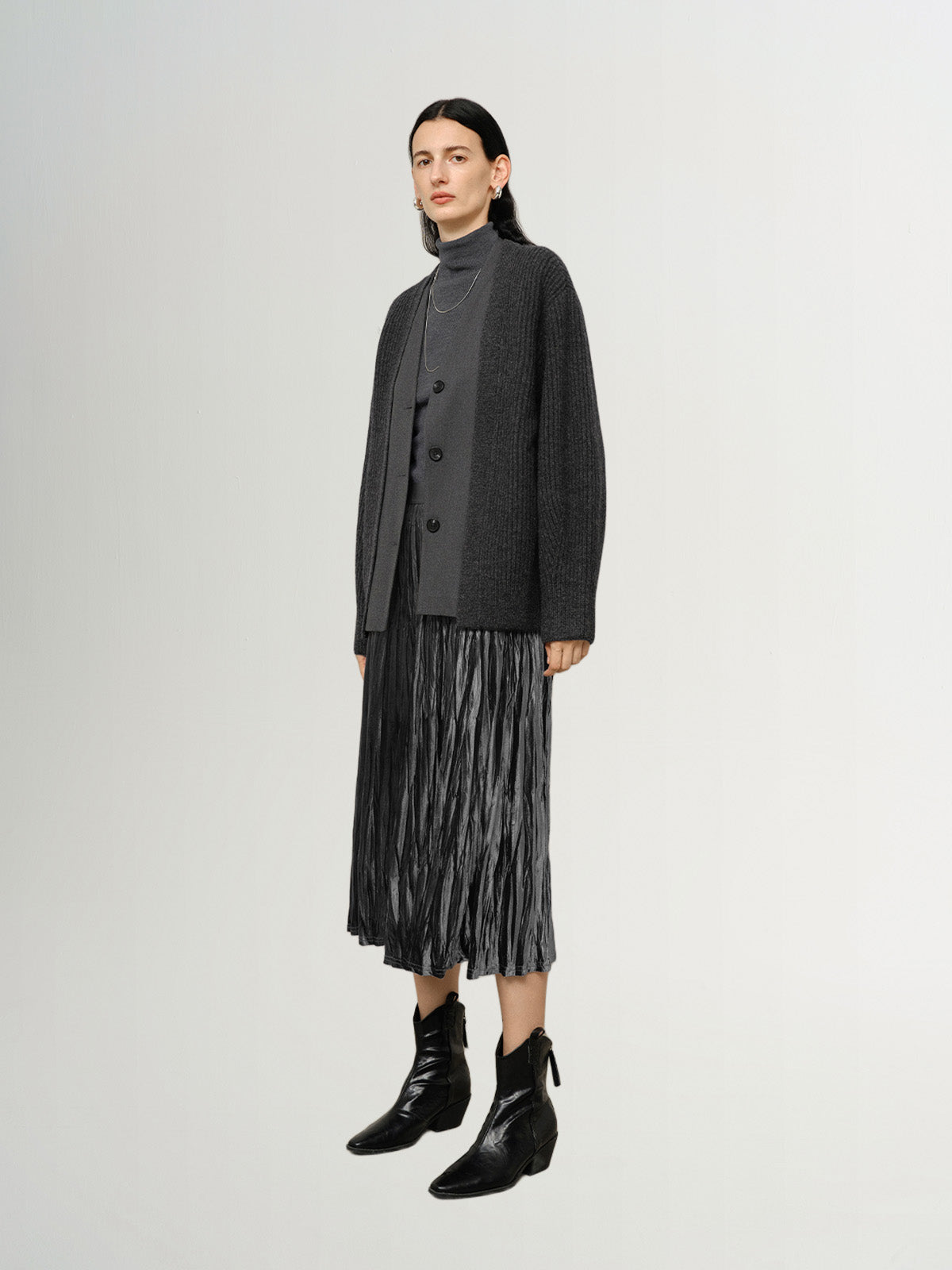 Faux Two-Piece Wool Cardigan