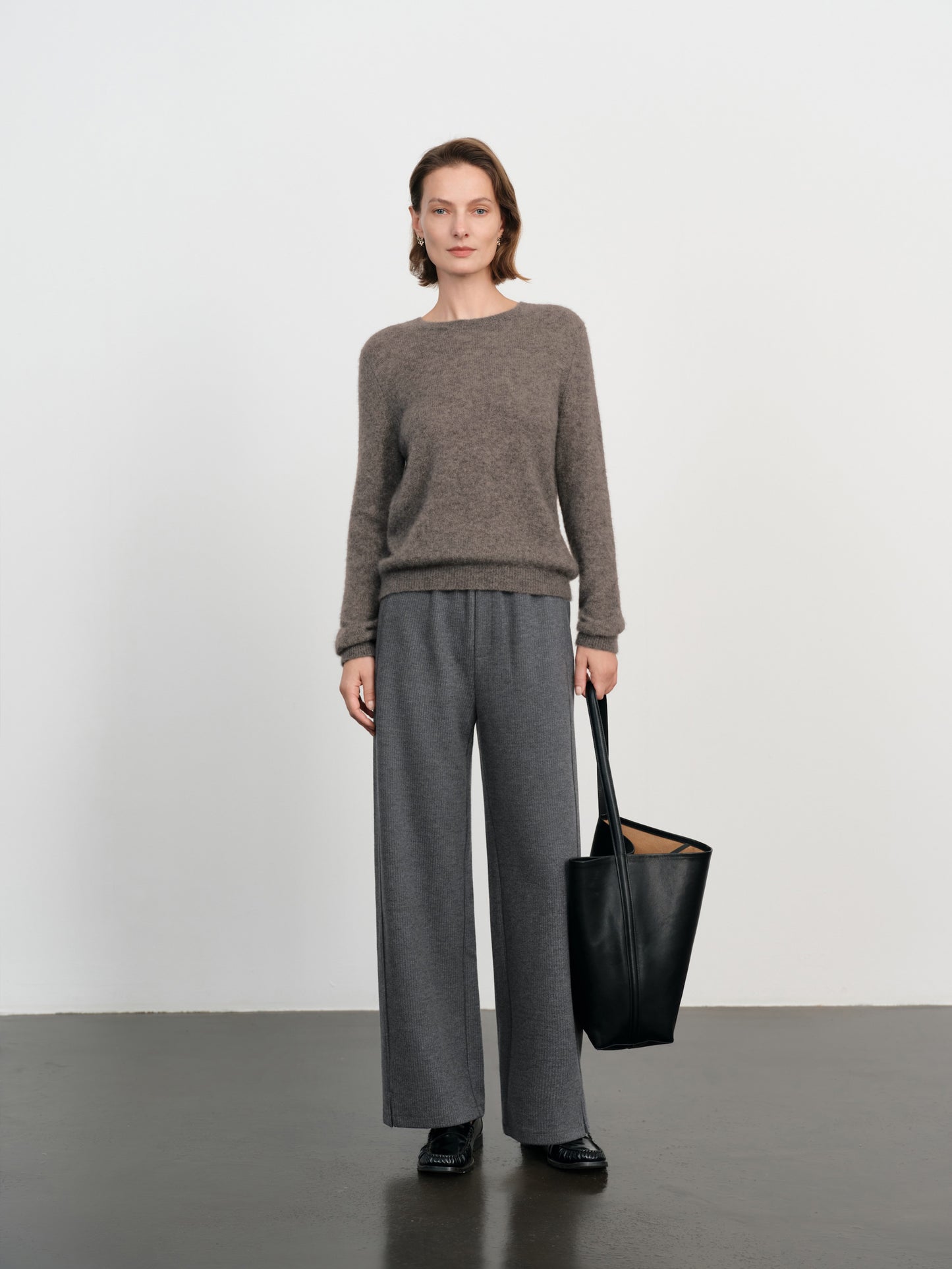 Cashmere-Silk Crewneck Knit Sweater