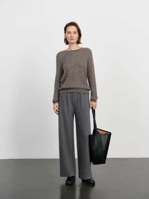 Load image 1 in gallery view. Cashmere-Silk Crewneck Knit Sweater