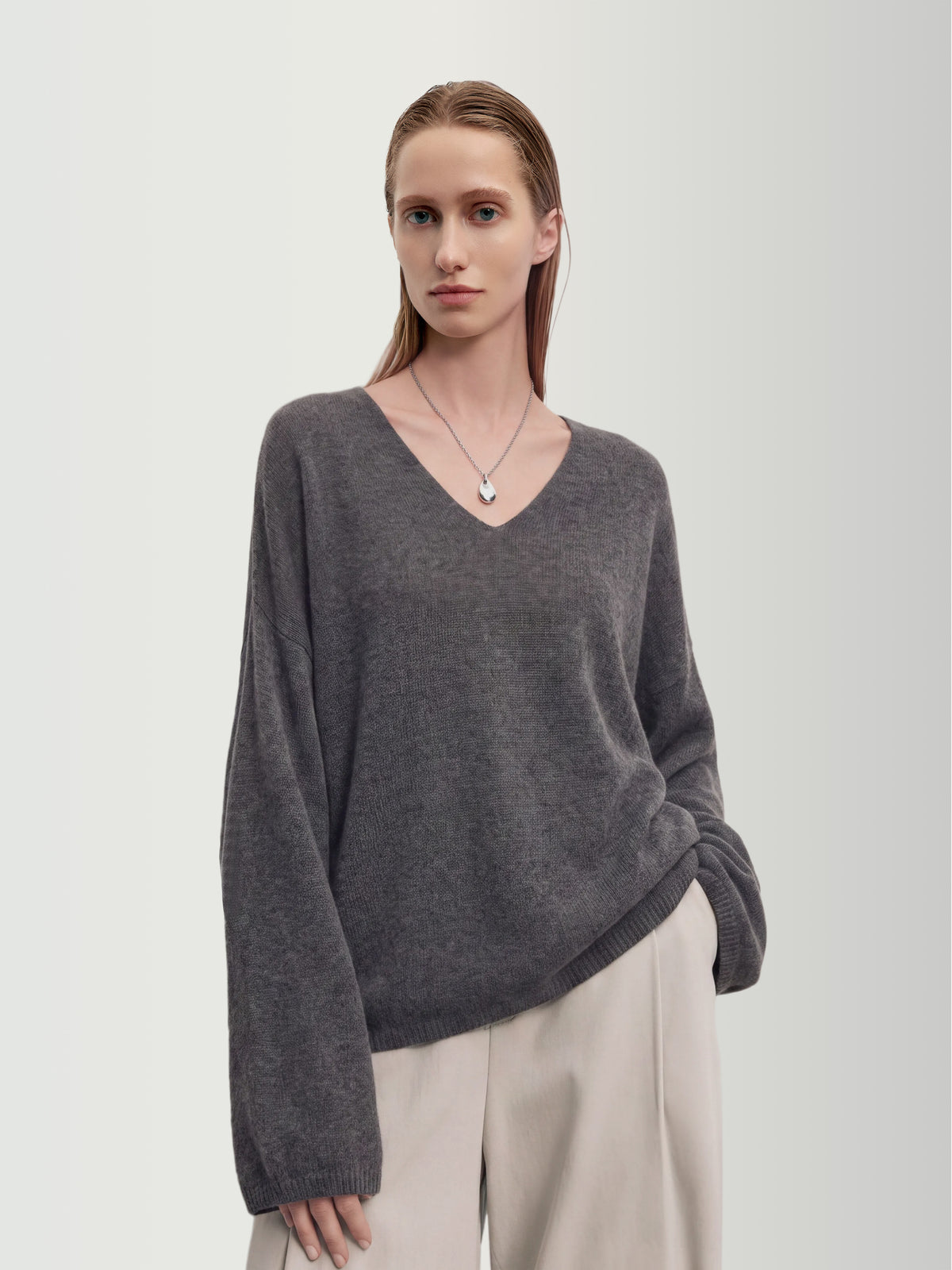Relaxed V-Neck Raglan Sweater
