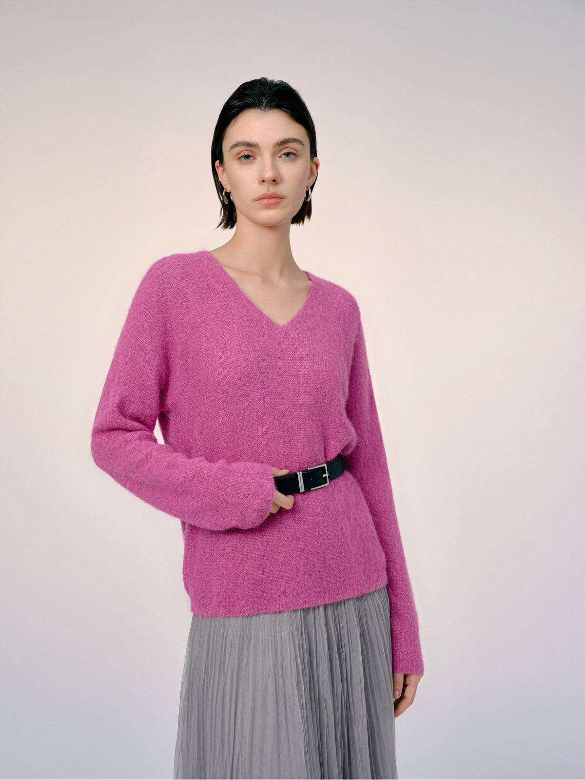 Relaxed V-Neck Raglan Sweater