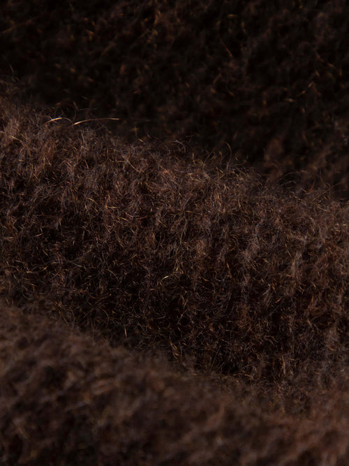 Load image 1 in gallery view. Close-up of soft brown fabric texture, highlighting the luxurious feel of Cashmere-Silk Relaxed Pullover Sweater.