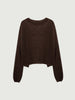 Cashmere-Silk Relaxed Pullover Sweater in deep brown with a relaxed fit and dropped shoulders, perfect for easy elegance.