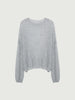 Cashmere-Silk Relaxed Pullover Sweater in light gray, featuring a relaxed fit and dropped shoulders.