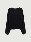 Cashmere-Silk Relaxed Pullover Sweater in black, featuring a soft blend of silk and cashmere with a relaxed fit.