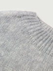 Close-up of the collar of a Cashmere-Silk Relaxed Pullover Sweater in light gray.
