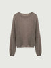 Cashmere-Silk Relaxed Pullover Sweater in light gray with dropped shoulders and a relaxed fit.