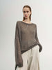 Cashmere-Silk Relaxed Pullover Sweater in light gray with relaxed fit and dropped shoulders.