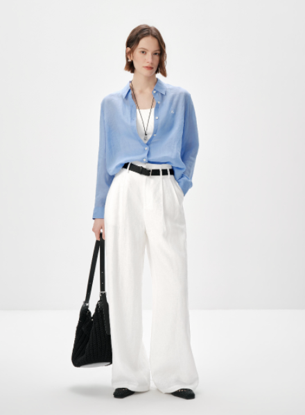 Load image 1 in gallery view. Pure Linen Relaxed Long-Sleeve Shirt