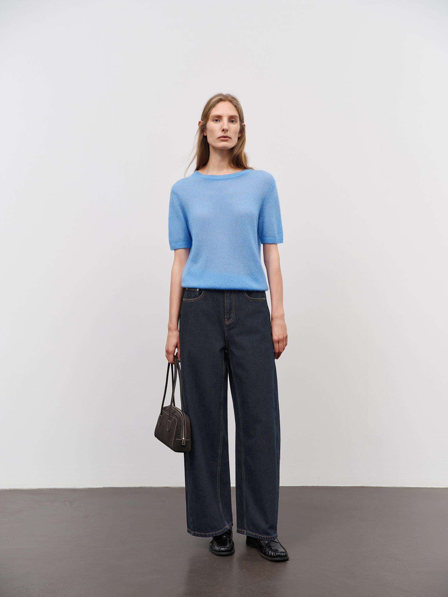 Lightweight Cashmere-Silk Short-Sleeve Sweater