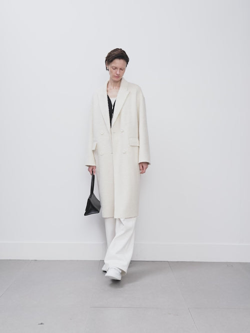 Load image 1 in gallery view. Peak Lapel Wool Coat