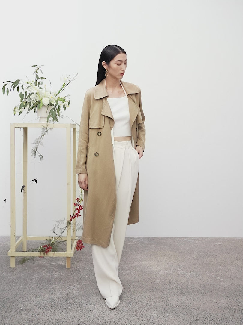 Women's Pure Lyocell Large Lapel Trench Coat – MEILLEUR MOMENT