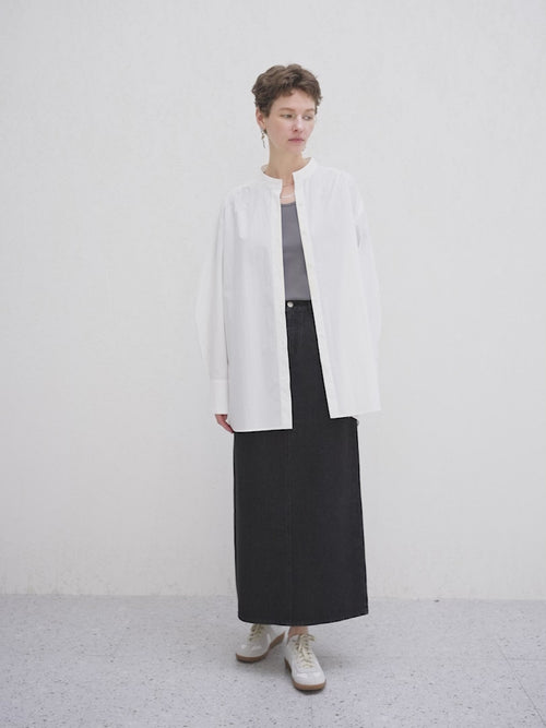 Load image 1 in gallery view. Stand Collar Cotton Long Shirt