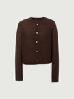 Silk-Cashmere Cardigan in rich brown, lightweight and soft for layering over tees or tanks.