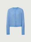 Silk-Cashmere Cardigan in soft blue, featuring button closure and long sleeves, perfect for layering.