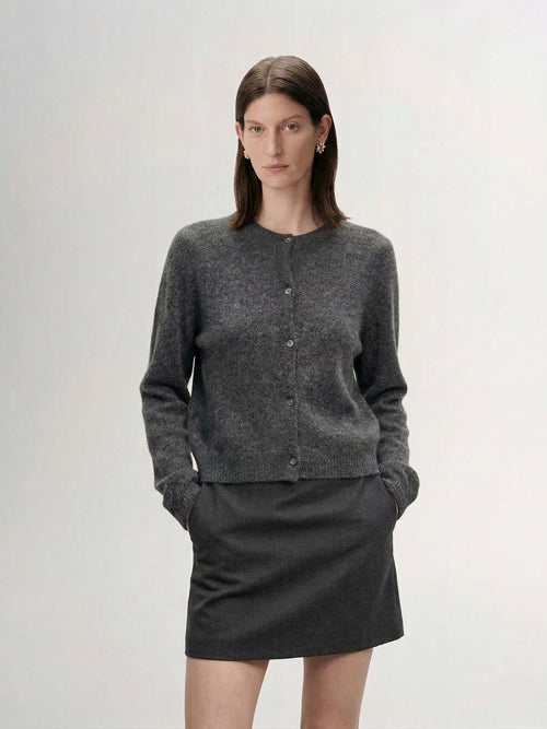Load image 1 in gallery view. Silk-Cashmere Knit Cardigan