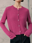 Silk-Cashmere Cardigan in vibrant pink, showcasing soft texture and versatile style, perfect for layering.